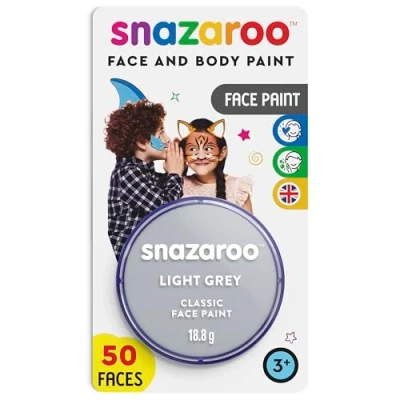 Afbeelding van Snazaroo Verf voor gezicht en lichaam, make up vermomming, kinderen volwassenen, blisterverpakking 18 ml, kleur lichtgrijs