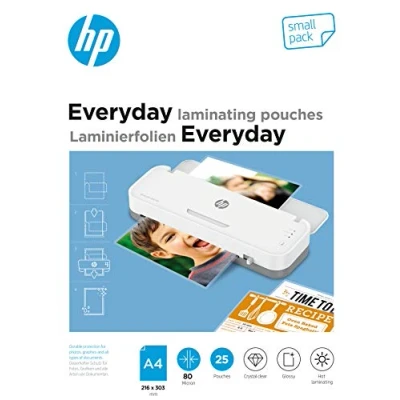 Afbeelding van HP 9153 Everyday Lamineerfolies A4 Small pack Lamineerhoezen voor Warm Lamineren Transparant 80 Micron 25 Stuks