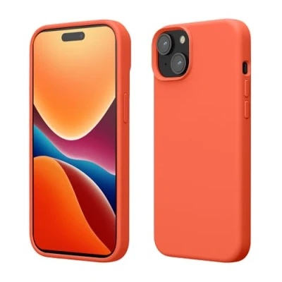 Afbeelding van kwmobile Case voor iPhone 15 Slank TPU Hoesje met Zachte Afwerking In levendig koraal