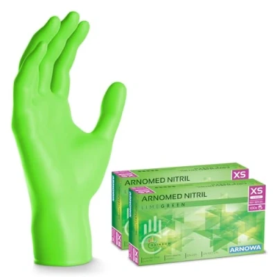 Image de ARNOMED gants jetables vert, nitrile taille XS, gant jetable 400 pièces (4 boîtes), en non poudrés &amp; sans latex, cuisine, a usage unique S, M, L XL