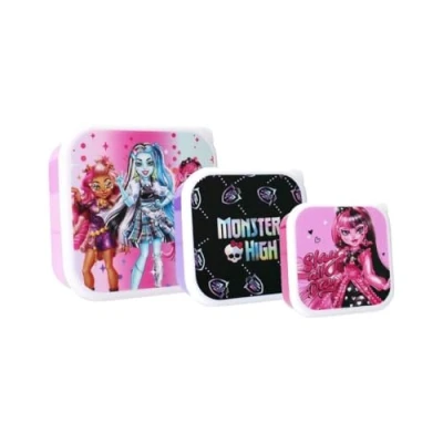 Afbeelding van My sweety pop Set van 3 Monster High broodtrommels broodtrommel voor kinderen kleuterschool school vakantie maaltijd 11,5 cm meisje paars/roze cadeau idee