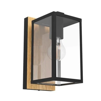 Afbeelding van EGLO Budrone Wandlamp Buiten E27 27 cm Zwart/Bruin