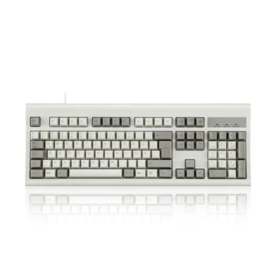 Afbeelding van Perixx PERIBOARD 106M USB toetsenbord, bekabeld, volledig formaat, ergonomisch design, retro/vintage grijs/wit