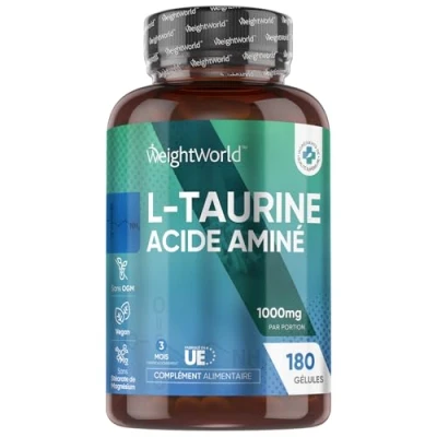 Afbeelding van WeightWorld L taurine capsules 1000 mg 180 vegan voor 3 maanden 100% puur poeder
