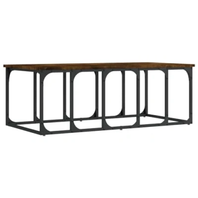 Afbeelding van Salontafel 100x50x35,5 cm bewerkt hout gerookt eikenkleurig