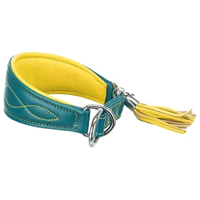 Afbeelding van Trixie Active Comfort Anti trek Windhondenhalsband Petrol/geel S