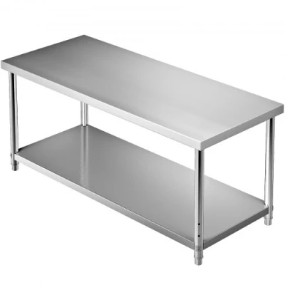 Image de Table de préparation travail en acier inoxydable VEVOR nourriture commerciale 72x30x34 pouces
