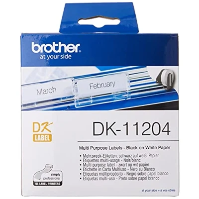 Afbeelding van Brother DK 11204 Etiket Zwart op wit (17 mm x 54 mm)