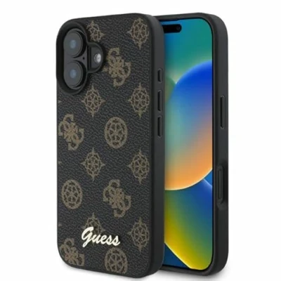 Afbeelding van Guess GUHMP16SPGPYSK iPhone 16 6.1&quot; zwart/zwart hardcase Peony Script MagSafe