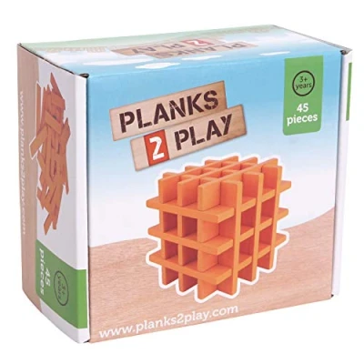 Afbeelding van Planks 2 Play Gekleurde Houten Plankjes Set 45 stuks Oranje