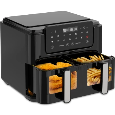 Afbeelding van Strex Airfryer XXL 10L 2500W Heteluchtfriteuse Dubbele 50ºC tot 200ºC 10 Kookprogramma&#039;s Zwart