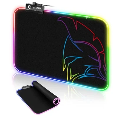 Afbeelding van EMPIRE Gaming muismat Dark Rainbow RGB LED 12 verlichtingsmodi Muispad met achtergrondverlichting Waterafstotend Antislip rubber PC, Mac en Laptop 300 x 230 4 mm