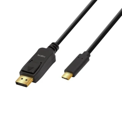 Afbeelding van LogiLink UA0335 USB C displaykabel / DisplayPort Adapterkabel stekker, stekker 1.80 m Zwart