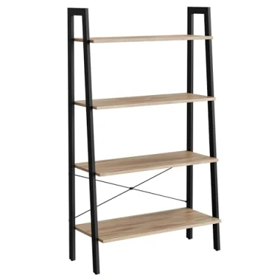 Afbeelding van VASAGLE Meubilair, opbergrek met 4 niveaus, boekenkast, voor woonkamer, slaapkamer, keuken, kantoor, industriële stijl, stalen frame, kameelbruin en zwart LLS144B50, gelegeerd, 80 cm