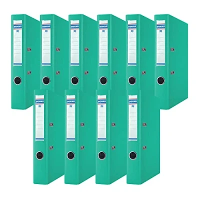 Afbeelding van DONAU Set van 10 hoogwaardige smalle mappen, A4 5 cm, turquoise, PP kunststof hoes, karton, sleufmap, kantoormap, ringband, groen