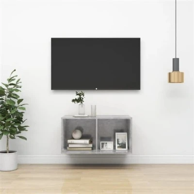 Afbeelding van Tv wandmeubel 37x37x72 cm spaanplaat betongrijs