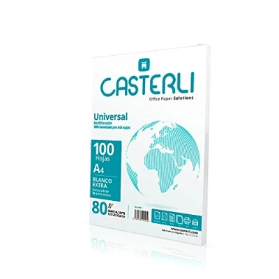 Afbeelding van CASTERLI DIN A4, 100 vellen wit 80 g papier, extra wit, multifunctioneel papier voor printer g/m² (A4, vellen)