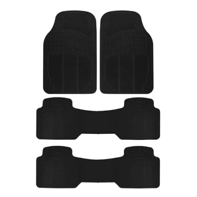 Afbeelding van BDK ProLiner 783 3Row 4 stuks robuuste rubberen matten voor en achter auto, SUV, bestelwagen (voor 3 rijige voertuigen), weerbestendig, universele pasvorm