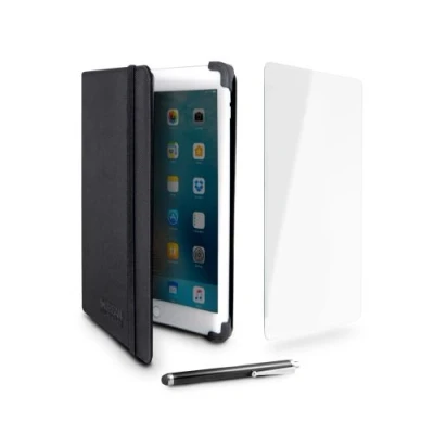 Image de Starter Pack Universelle Etui Folio Urban Factory Noir + Protection d&#039;écran en verre trempé Stylet 0.8 mm pour Tablette jusqu&#039;à 10.1&quot;