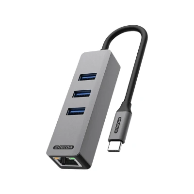 Afbeelding van Sitecom Hub Usb c Naar Ethernet / Zilver Zwart (ad 1008)