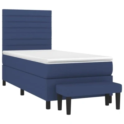 Afbeelding van vidaXL Boxspring met matras stof blauw 90x190 cm