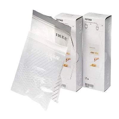 Afbeelding van ISTAD 2 x IKEA Vrieszakken, hersluitbaar, wit, 50 zakken, 1,2 l, zakken 2,5 grijs, 100 stuks