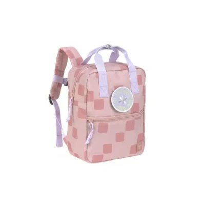 Afbeelding van LÄSSIG Sac à dos pour enfant avec sangle de poitrine 28 cm, 7 litres, 3 ans, mini carré, motif fête rose