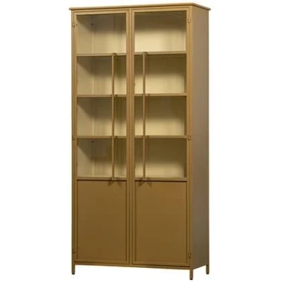 Afbeelding van WOOOD 2 deurs vitrinekast XL Exhibit Metaal Geel 200x99x44 cm