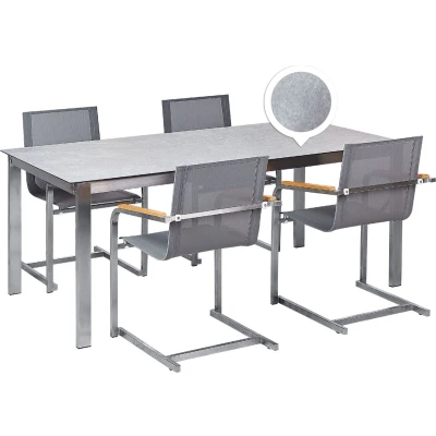 Afbeelding van COSOLETO Tuinset 4 persoons Grijs Graniet/Glas