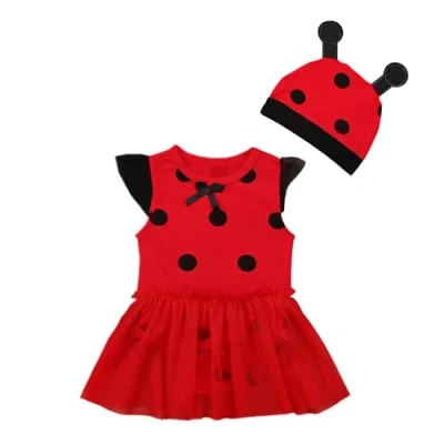 Afbeelding van Lito Angels Ladybug kostuum body rompertje met hoed voor baby&#039;s, meisjes, maat 9 12 maanden