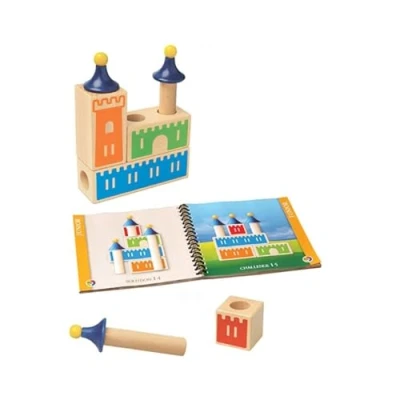 Afbeelding van SmartGames Logisch kasteel houten denkspel Gebouwen torens en kastelen 48 uitdagingen op verschillende niveaus 1 speler voor kinderen vanaf 3 jaar