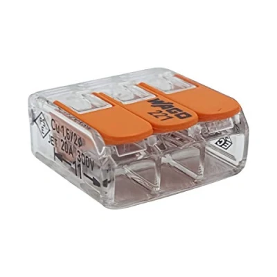 Afbeelding van Wago 413 100 stuks 3 aderige verbindingsklemmen met bedieningshendel 0,2 4 m², klein, transparant
