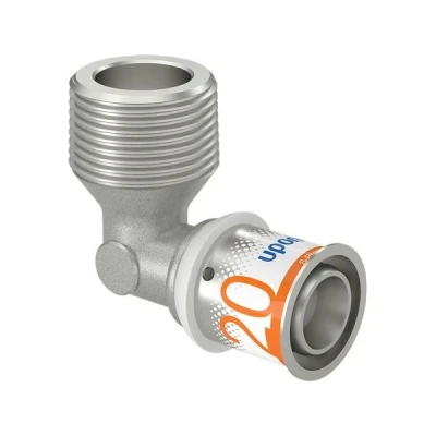 Afbeelding van Uponor S Press Plus perskoppeling 3/4&quot; buitendraad x Ø20 knie. Artikelnr: 1070534