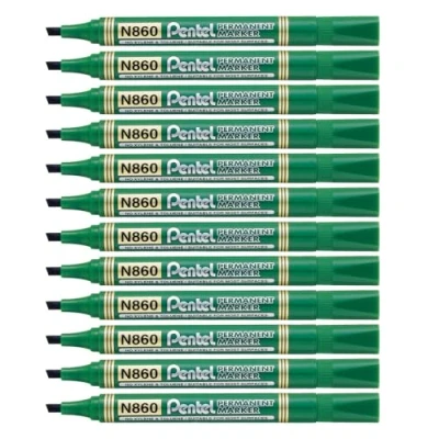 Afbeelding van Pentel N860 D permanente marker, wigpunt, groen, 12 stuks