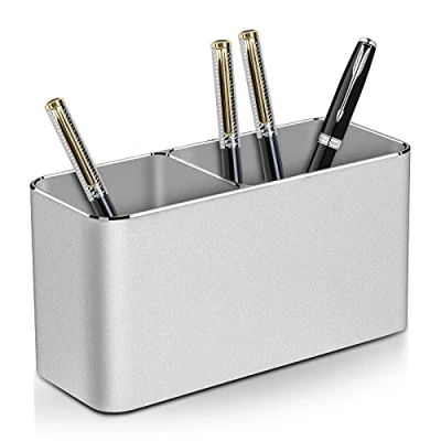 Afbeelding van VAYDEER pennenhouder van metaal, aluminium, voor bureau, bureau organizer, penseelhouder kantoor, school, zilver