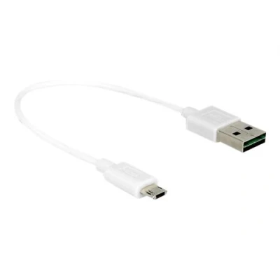 Image de Delock Câble USB micro de type B (M) pour 2.0 20 cm connecteur A réversible, réversible blanc
