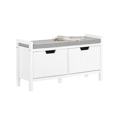 Afbeelding van SoBuy FSR146 W Schoenenkast met zitting en opbergruimte, 91 x 50 30 cm, wit