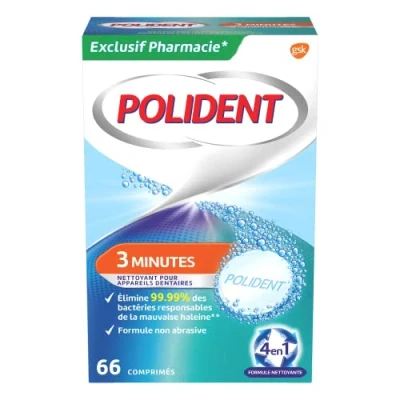 Afbeelding van Polident Corega 3 Minuten Reiniger Voor Tandheelkundige Apparaten 66 Tabletten