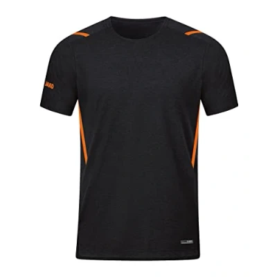 Afbeelding van JAKO T shirt Challenge Zwart gemeleerd/fluo oranje