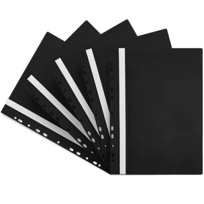 Afbeelding van Netuno 5 x geperforeerde lamellencassette zwart A4 snelmappen PP met perforatie citaat voor school kantoor shirt transparante voorkant lamellenmap offerte