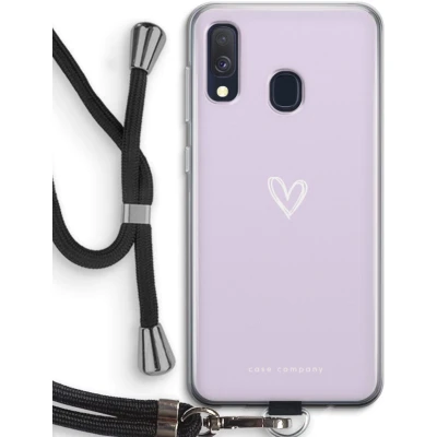 Afbeelding van Case Company® hoesje met Koord geschikt voor Samsung Galaxy A40 Klein hartje paars Telefoonhoesje Zwart Bescherming aan alle Kanten en Over de Schermrand