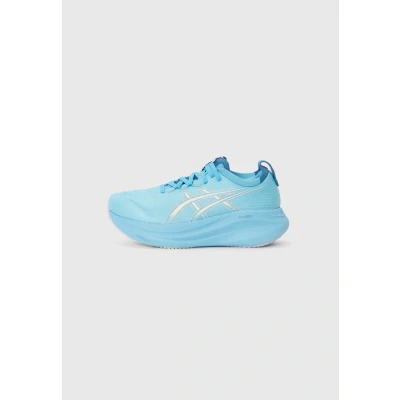 Afbeelding van Asics GEL Nimbus 27 Hardloopschoenen voor op de weg, Dames, Maat: 35.5, Stillwater/cream Textiel/ synthetisch