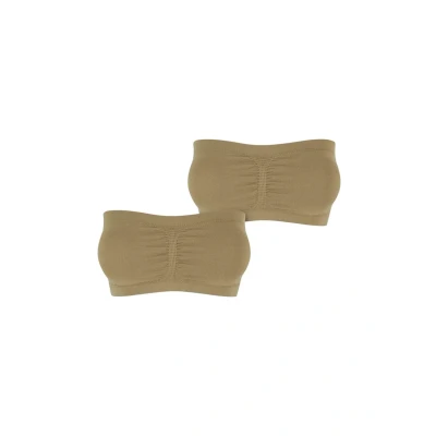 Afbeelding van Urban Classics PADS Bandeau 2PACK Strapless BH, Dames, Maat: Large, khaki