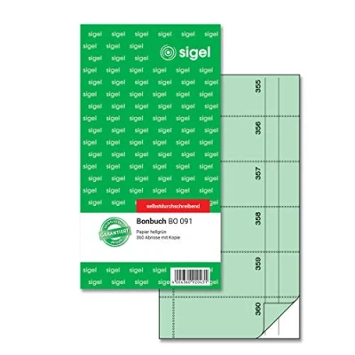Afbeelding van Sigel bonboekje Expres zelf kopiërend 10,5x20cm 360 nrs groen SI BO091