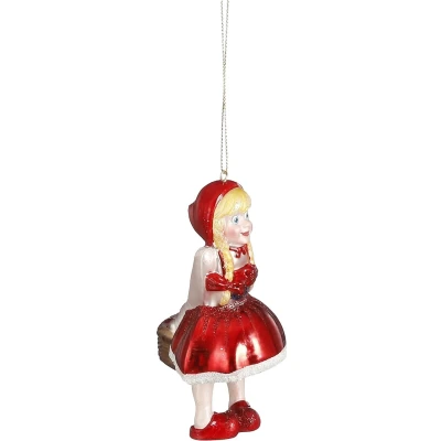 Afbeelding van Ornament Roodkapje glas rood l5,5xb6xh13cm Luville