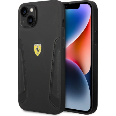 Afbeelding van iPhone 14 Backcase hoesje Ferrari Effen Zwart Leer