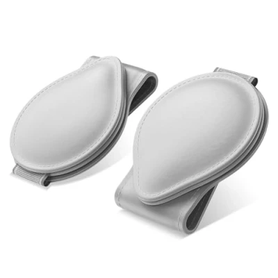 Afbeelding van MoKo Autobrillenkoker, 2 stuks autobrillenhouder, magnetische sluiting van PU leer, universele zonnebrilhouder, clip, brilhanger voor auto, grijs