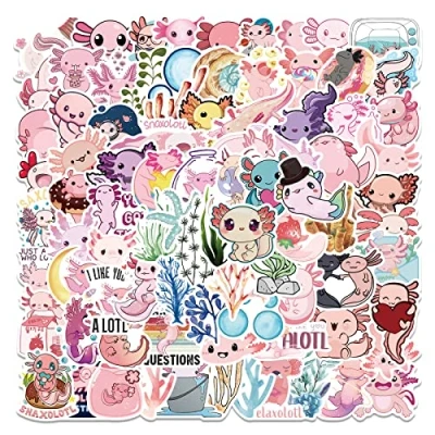 Afbeelding van Axolotl Vinylstickers voor meisjes, Kawaii graffitistickers fiets, helm, scrapbooking, skateboard, laptop, 100 stuks, waterdicht