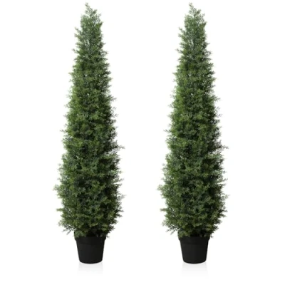 Afbeelding van Fopamtri Set van 2 Kunstmatige cederplanten in pot 150 cm naaldbomen UV bescherming Voor huis, woonkamer, tuin, veranda