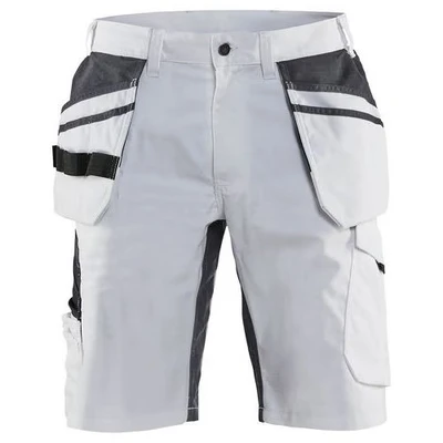 Image de Short peintre stretch blanc/gris foncé